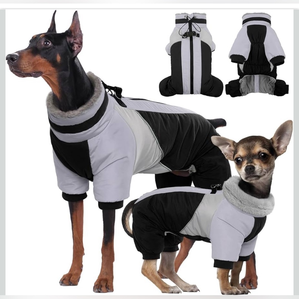 Kuoser Black & White Four-Legged Windproof Thick Dog Winter Coat Size Small